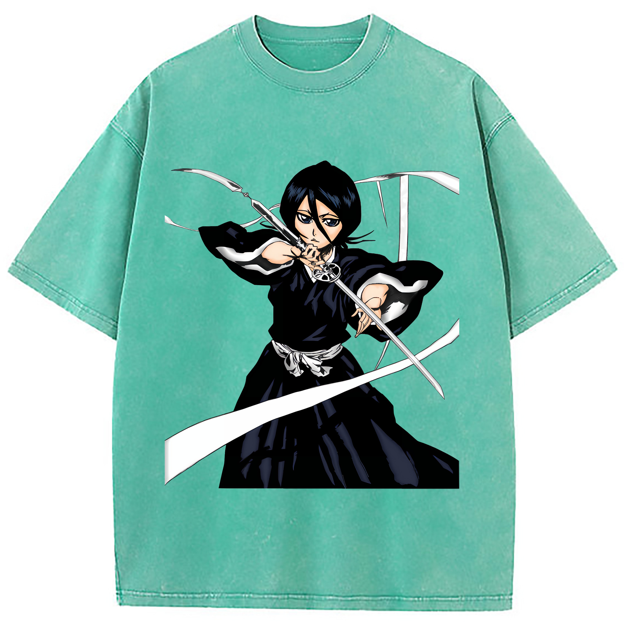 （画像用） ブリーチ 朽木ルキア BLEACH Kuchiki Rukia 綿100% ヴィンテージ風 半袖Tシャツ（フロントプリント）